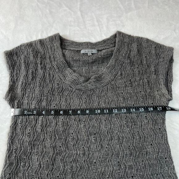 Classiques Entier Short Sleeve Pointelle Knit Sweater Size M Scoop Neck Neutral - Picture 7 of 8
